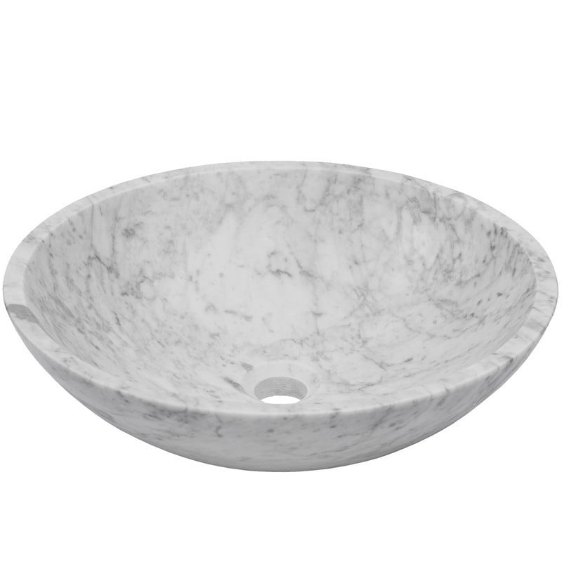 NOVATTO NOSV-CW 17 INCH CARRERA WHITE MARBLE VESSEL BATHROOM SINK