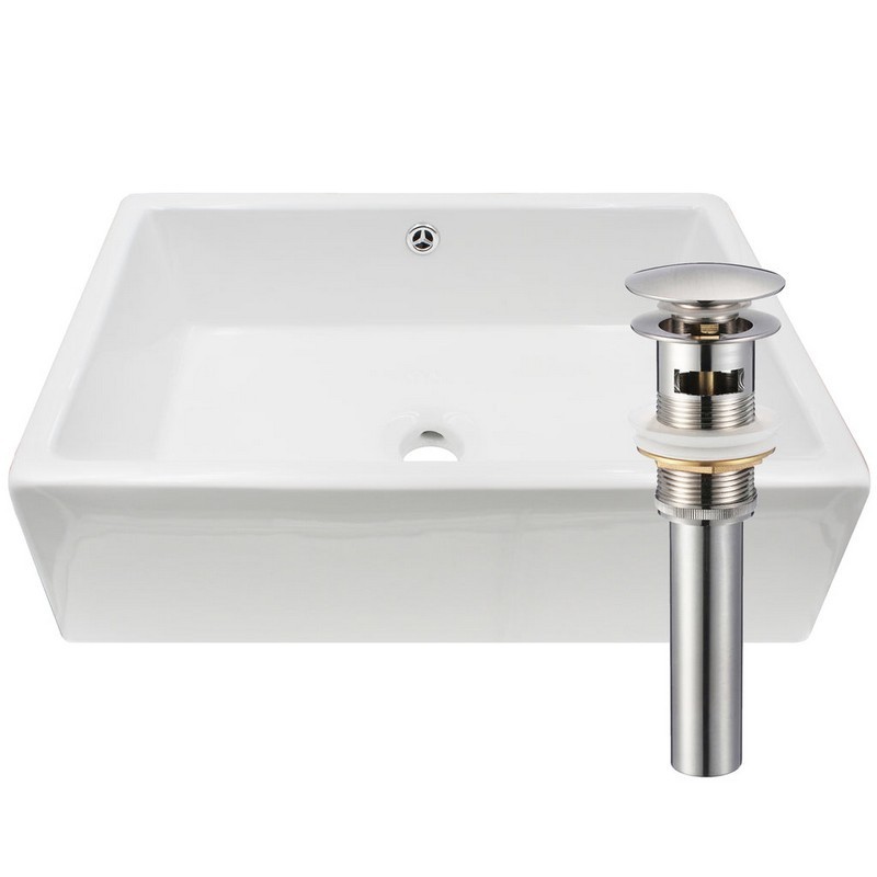 NOVATTO NP-018131 20 1/2 INCH RECTANGULAR WHITE PORCELAIN SINK WITH OVERFLOW