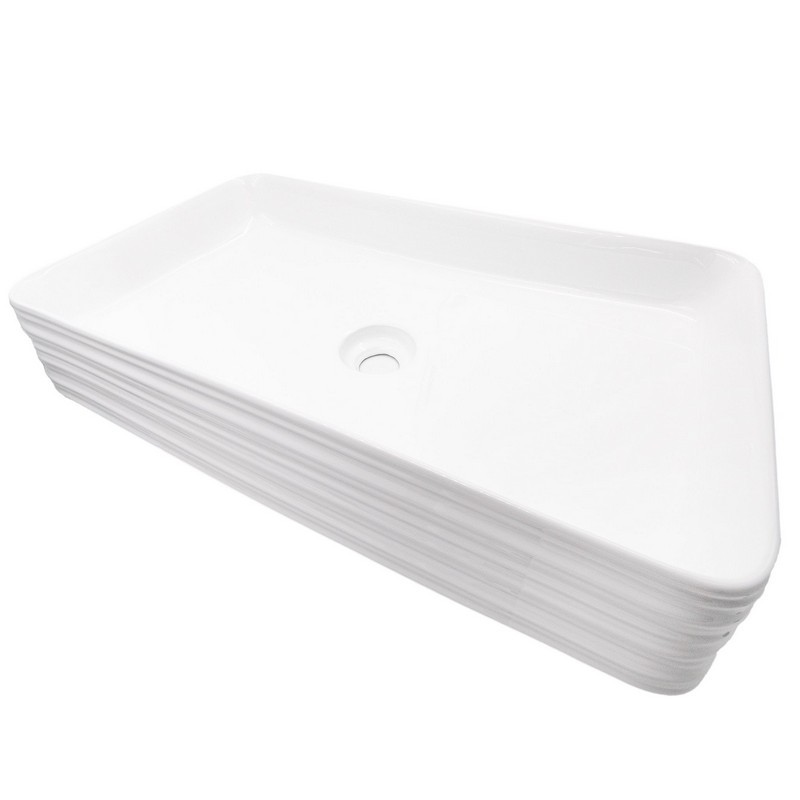 NOVATTO NP-208513 26 1/4 INCH RECTANGULAR WHITE PORCELAIN SINK WITH GROOVED EXTERIOR