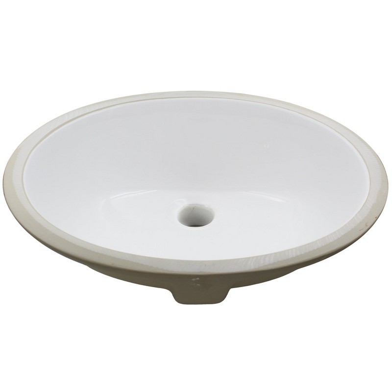 NOVATTO NP-U191307 19 1/2 INCH OVAL UNDERMOUNT WHITE PORCELAIN SINK WITH OVERFLOW