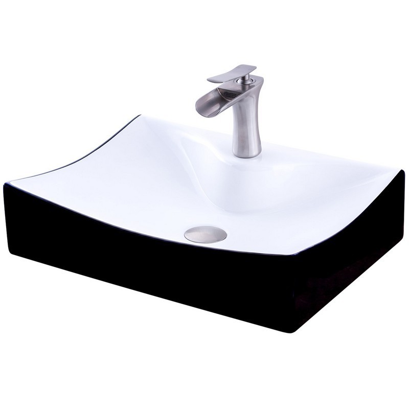 NOVATTO NSFC-01134BW365S 21 1/2 INCH WHITE PORCELAIN VESSEL SINK COMBO WITH FAUCET