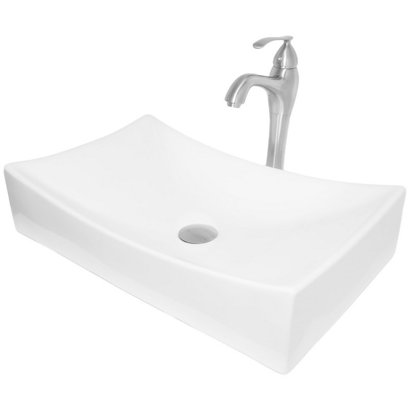 NOVATTO NSFC-01141116 21 3/4 INCH WHITE PORCELAIN VESSEL SINK COMBO WITH FAUCET