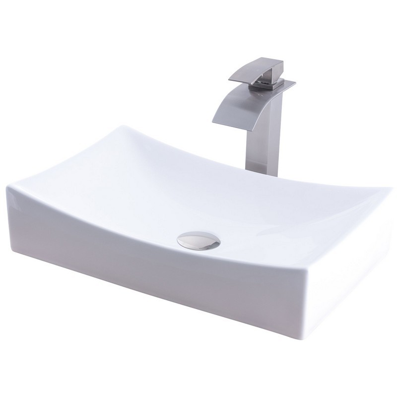 NOVATTO NSFC-01141136 21 3/4 INCH WHITE PORCELAIN VESSEL SINK COMBO WITH FAUCET