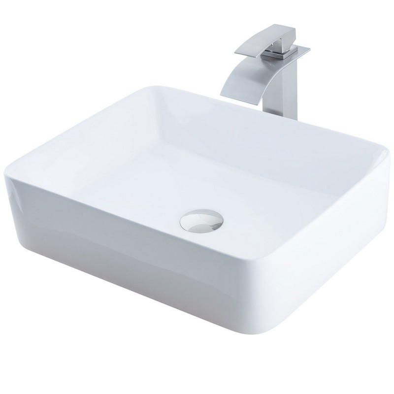 NOVATTO NSFC-01321136 19 INCH WHITE PORCELAIN VESSEL SINK COMBO WITH FAUCET, DRAIN AND SEALER