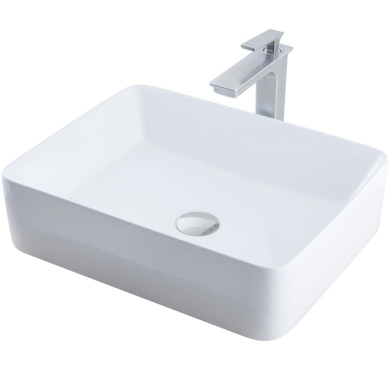 NOVATTO NSFC-01321368 19 INCH WHITE PORCELAIN VESSEL SINK COMBO WITH FAUCET, DRAIN AND SEALER