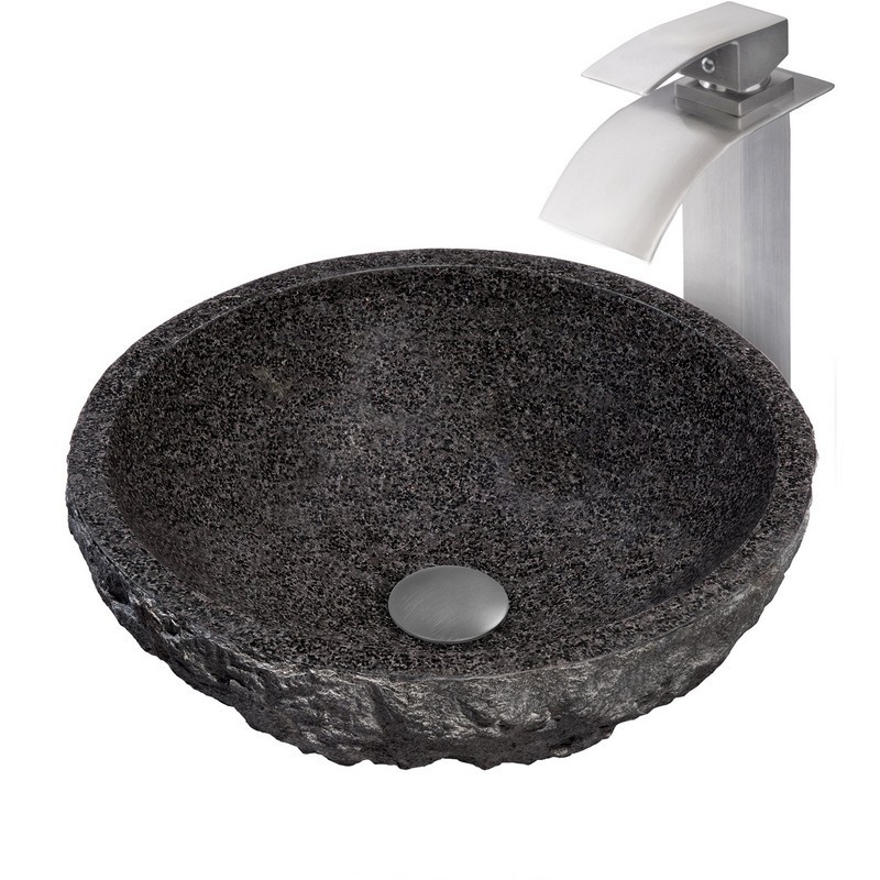 NOVATTO NSFC-AN136 17 INCH ABSOLUTE NATURAL GRANITE STONE VESSEL SINK SET WITH FAUCET