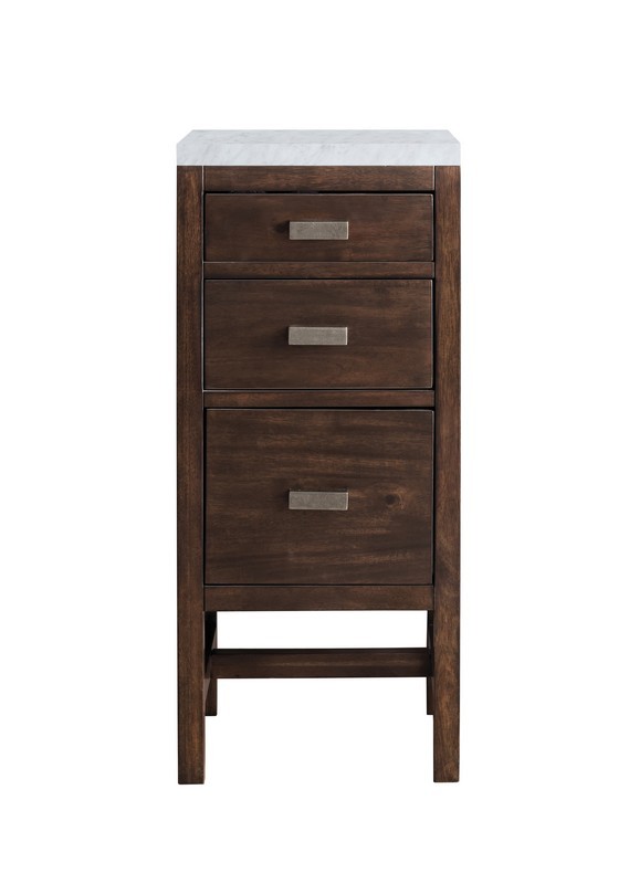 JAMES MARTIN E444-BC15-MCA-3CAR ADDISON 15 INCH BASE CABINET WITH DRAWERS IN MID CENTURY ACACIA WITH 3 CM CARRARA MARBLE TOP