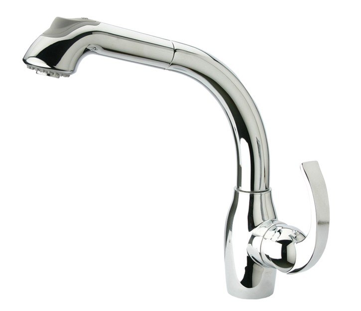 WHITEHAUS WHUS566 METROHAUS 9-1/8 INCH SINGLE HOLE FAUCET W/ MATCHING PULL-OUT SPRAY HEAD & LEVER HANDLE