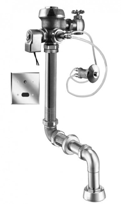 SLOAN 3771629 CONCEALED SENSOR HARDWIRED WATER CLOSET FLUSHOMETER, 1.6 GPF, ROUGH BRASS FINISH, REAR SPUD, SINGLE FLUSH, 2-10 3/4 LDIM, TRUE MECHANICAL OVERRIDE, HARDWIRED, SENSOR-OPERATED