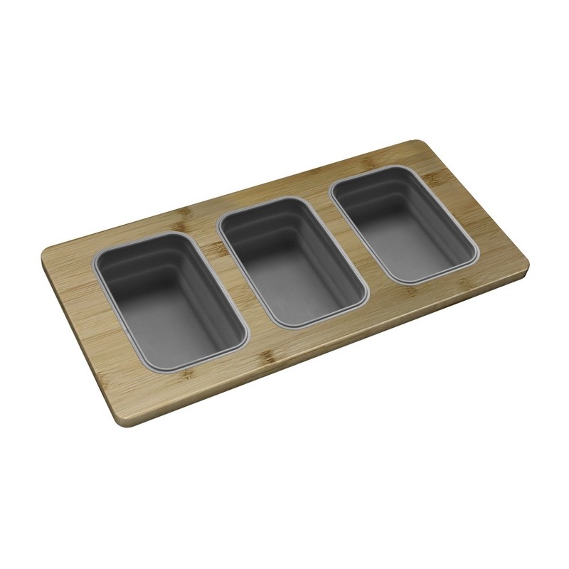 STYLISH A-908 8 1/2 Inch WORKSTATION SERVING BOARD WITH 3 CONTAINERS