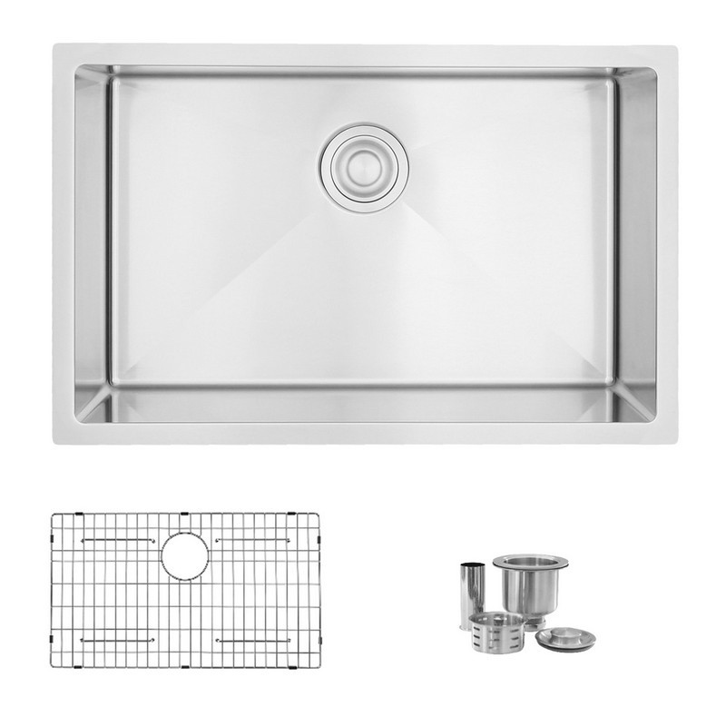 STYLISH S-306TG 28 SINGLE BASIN STAINLESS STEEL KITCHEN SINK WITH GRID AND STRAINER