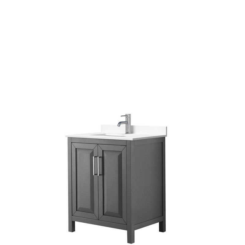 WYNDHAM COLLECTION WCV252530SKGWCUNSMXX DARIA 30 INCH SINGLE BATHROOM VANITY IN DARK GRAY WITH WHITE CULTURED MARBLE COUNTERTOP AND UNDERMOUNT SQUARE SINK
