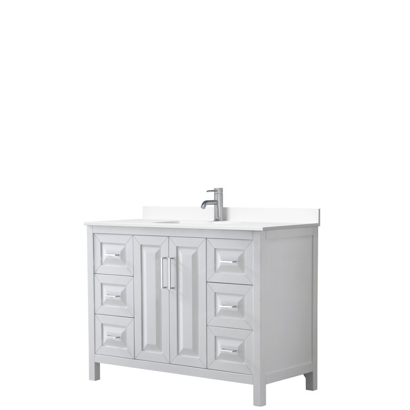 WYNDHAM COLLECTION WCV252548SWHWCUNSMXX DARIA 48 INCH SINGLE BATHROOM VANITY IN WHITE WITH WHITE CULTURED MARBLE COUNTERTOP AND UNDERMOUNT SQUARE SINK