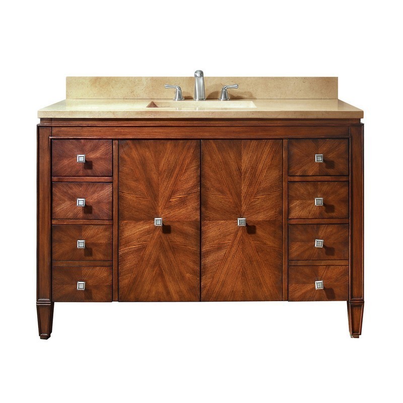 AVANITY BRENTWOOD-VS49-NW-D BRENTWOOD 49 INCH VANITY IN NEW WALNUT WITH CREMA MARFIL MARBLE TOP