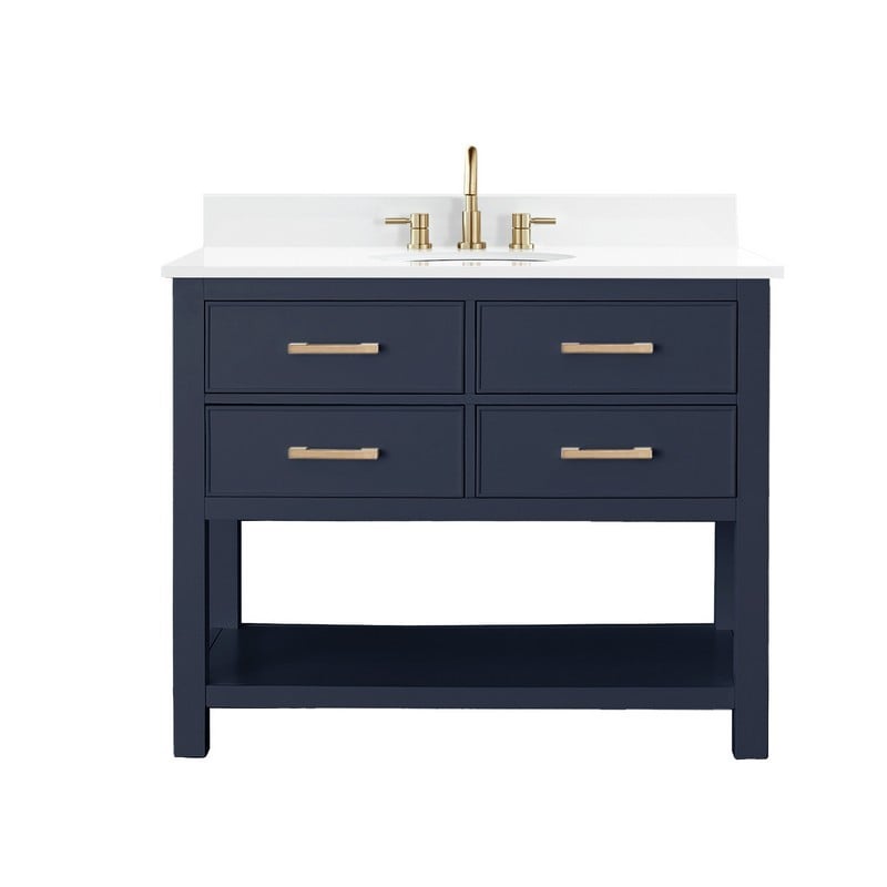 AVANITY BROOKS-VS42-NB-EW BROOKS 43 INCH VANITY IN NAVY BLUE WITH ENGINEERED WHITE STONE TOP