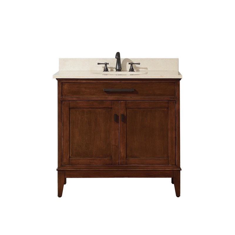 AVANITY MADISON-VS36-TO-D MADISON 37 INCH VANITY IN TOBACCO WITH CREMA MARFIL MARBLE TOP