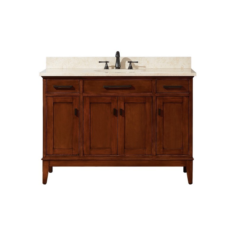 AVANITY MADISON-VS48-TO-D MADISON 49 INCH VANITY IN TOBACCO WITH CREMA MARFIL MARBLE TOP