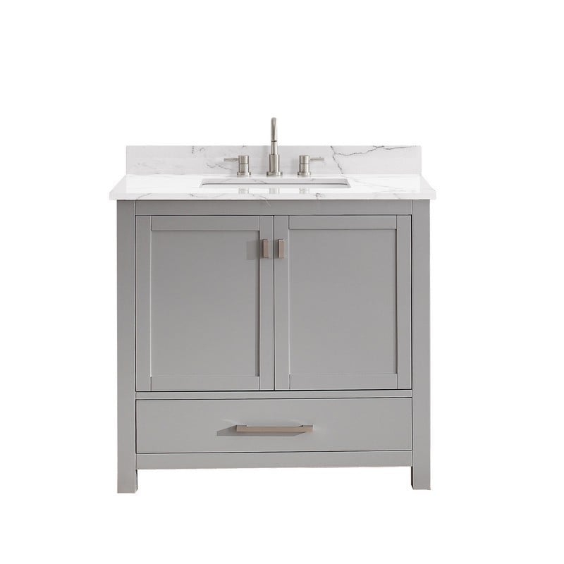 AVANITY MODERO-VS36-CG-E MODERO 37 INCH VANITY IN CHILLED GRAY WITH CALA WHITE ENGINEERED STONE TOP