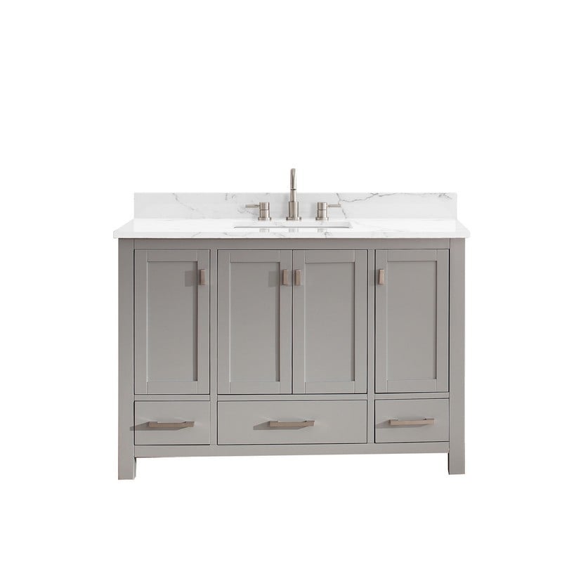 AVANITY MODERO-VS48-CG-E MODERO 49 INCH VANITY IN CHILLED GRAY WITH CALA WHITE ENGINEERED STONE TOP