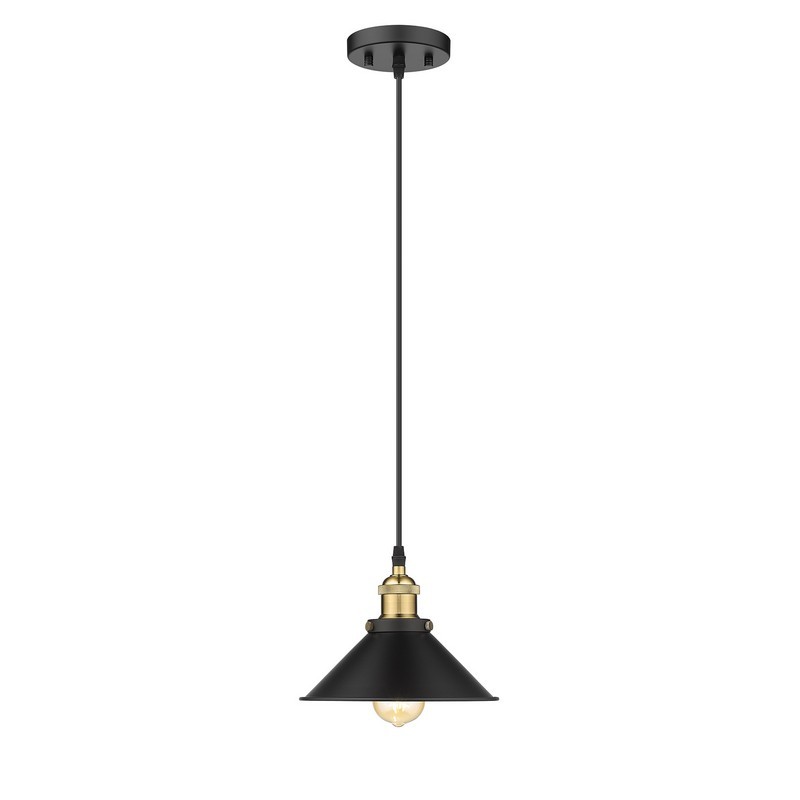 OVE DECORS 15LPE-SHEL08-PBLKY SHELLA 1-LIGHT 8 INCH PENDANT LIGHT IN BLACK AND GOLD