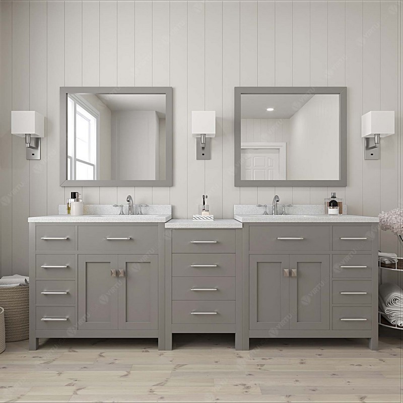 VIRTU USA MD-2193-DWQRO-NM CAROLINE PARKWAY 93 INCH DOUBLE ROUND SINK VANITY WITHOUT FAUCET
