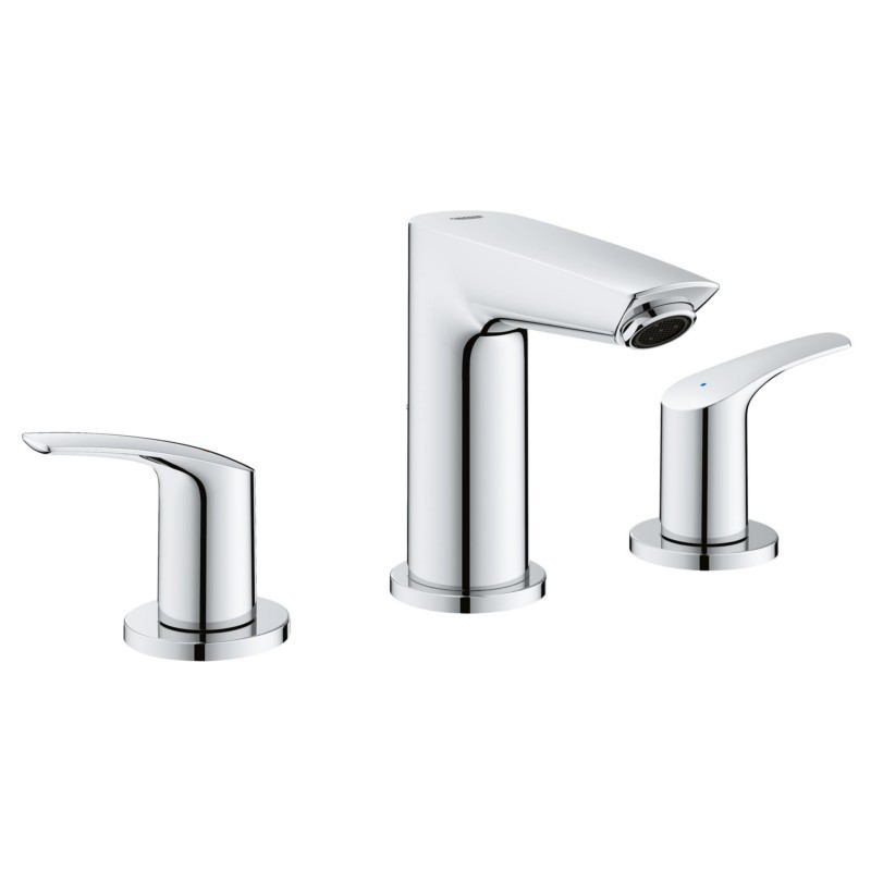 GROHE 202943 EUROSMART 5 1/8 INCH DECK MOUNT THREE HOLES AND DOUBLE HANDLE BATHROOM FAUCET