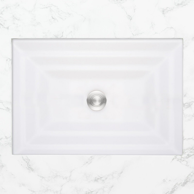 LINKASINK AG14E-01 16.5 INCH GLASS UNDERMOUNT SMALL SQUARE BATHROOM SINK IN WHITE