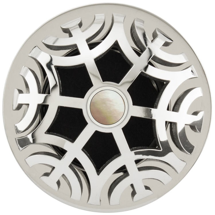 LINKASINK D011 PSB SCR02 MAZE GRID STRAINER-POLISHED SMOOTH BRASS COATED AND MOTHER OF PEARL