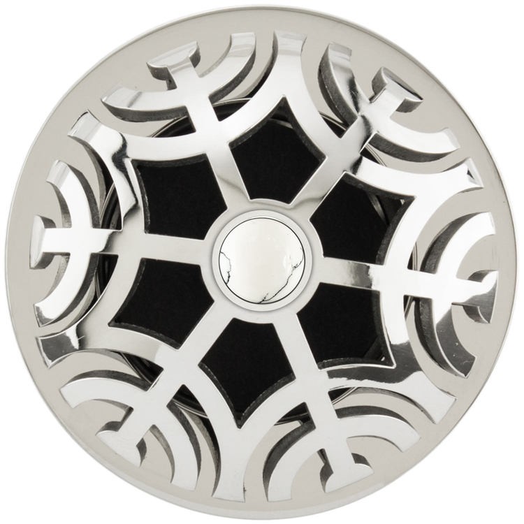 LINKASINK D011 PS SCR03 MAZE GRID STRAINER-POLISHED SMOOTH STAINLESS STEEL AND WHITE STONE