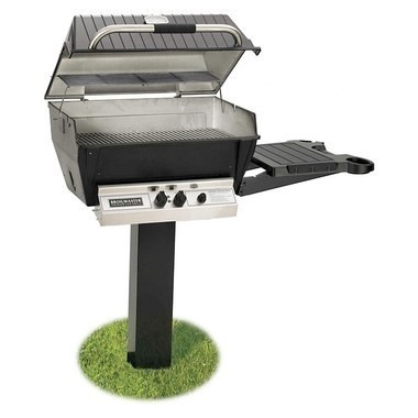 BROILMASTER H3PK2N DELUXE SERIES NATURAL GAS H3XN GRILL COMBO WITH BLACK IN-GROUND POST AND ONE SIDE SHELF