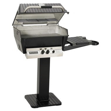 BROILMASTER H3PK3N DELUXE SERIES NATURAL GAS H3XN GRILL COMBO WITH BLACK PATIO POST BASE AND ONE SIDE SHELF