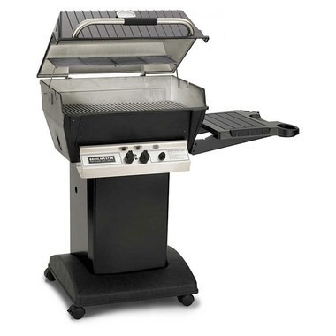 BROILMASTER H4PK1 DELUXE SERIES PROPANE GAS H4X GRILL COMBO WITH BLACK CART BASE AND ONE SIDE SHELF