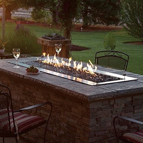 CAROL ROSE OL60TP18P 60 INCH OUTDOOR MULTICOLOR LED LIGHT LINEAR FIRE PIT, PROPANE GAS