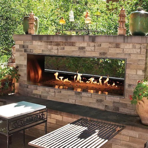 CAROL ROSE OLL60SP12SN 60 INCH OUTDOOR SEE-THROUGH LINEAR FIREPLACE, NATURAL GAS