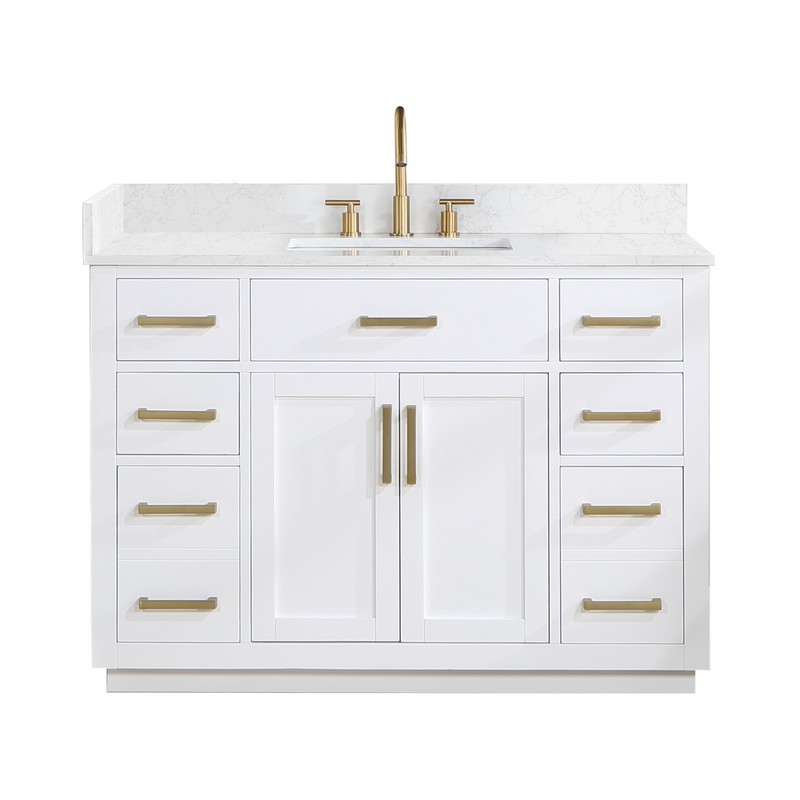 ALTAIR 557048-GW-NM GAVINO 47 1/4 INCH SINGLE BATHROOM VANITY WITH WHITE COMPOSITE STONE COUNTERTOP WITHOUT MIRROR