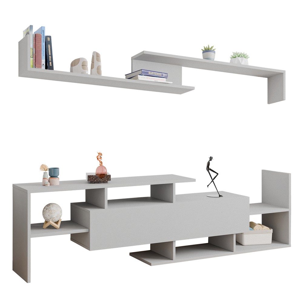LEISUREMOD STS60 SURREY 60 1/4 INCH MODERN TV STAND WITH MDF SHELVES AND BOOKCASE