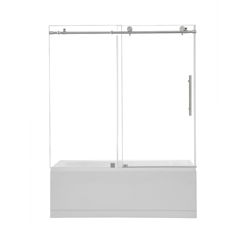ALTAIR TS80360-SS LAZARO 60 X 58 INCH SINGLE SLIDING FRAMELESS TUB DOOR WITH CLEAR GLASS