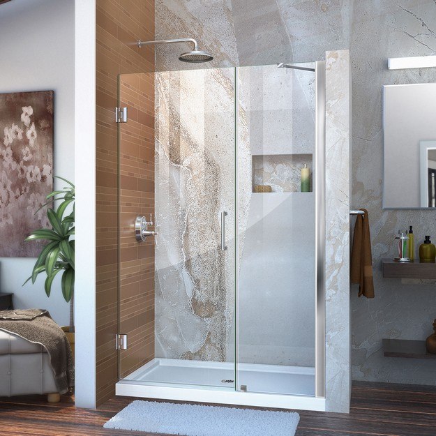 DREAMLINE SHDR-20427210C UNIDOOR 42-43 W X 72 H FRAMELESS HINGED SHOWER DOOR WITH SUPPORT ARM, CLEAR GLASS