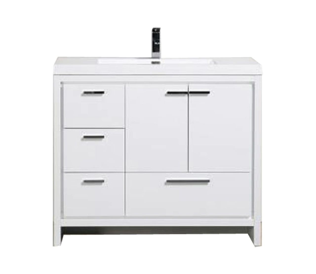 ALMA PREMIUM VANITIES ALLIER42L ALLIER 41 3/4 INCH FREE STANDING BATH VANITY WITH INTEGRATED SINK AND LEFT SIDE DRAWERS