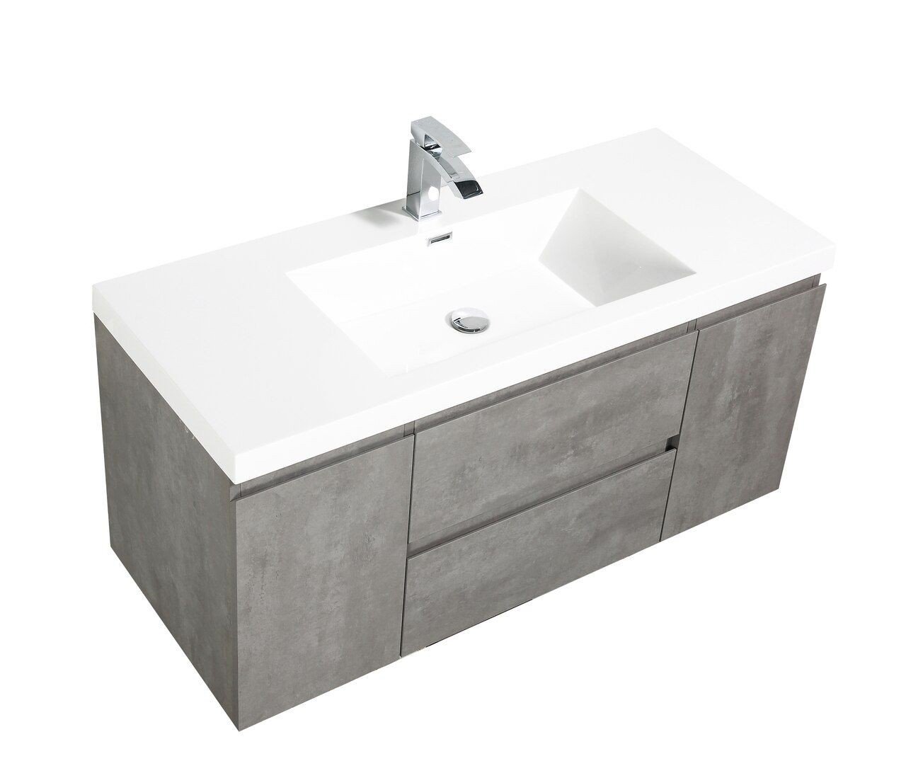 ALMA PREMIUM VANITIES ALMA48 ALMA-PRE 47 1/8 INCH WALL MOUNT BATH VANITY WITH WHITE SINK