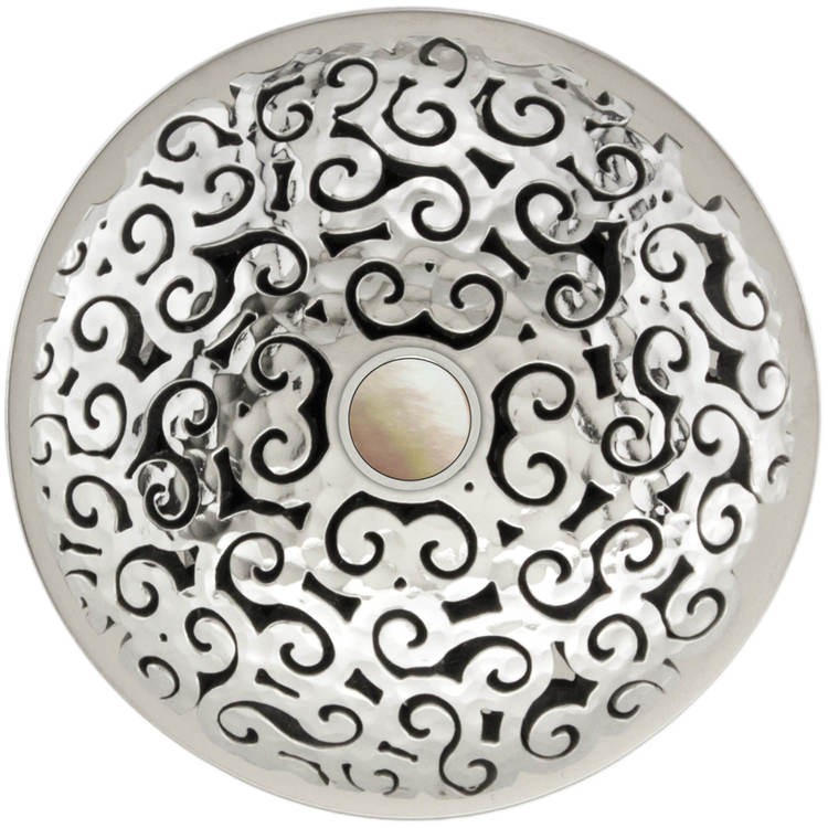 LINKASINK D016 PHB SCR02 SWIRL GRID STRAINER -  POLISHED HAMMERED BRASS COATED AND MOTHER OF PEARL SCREW