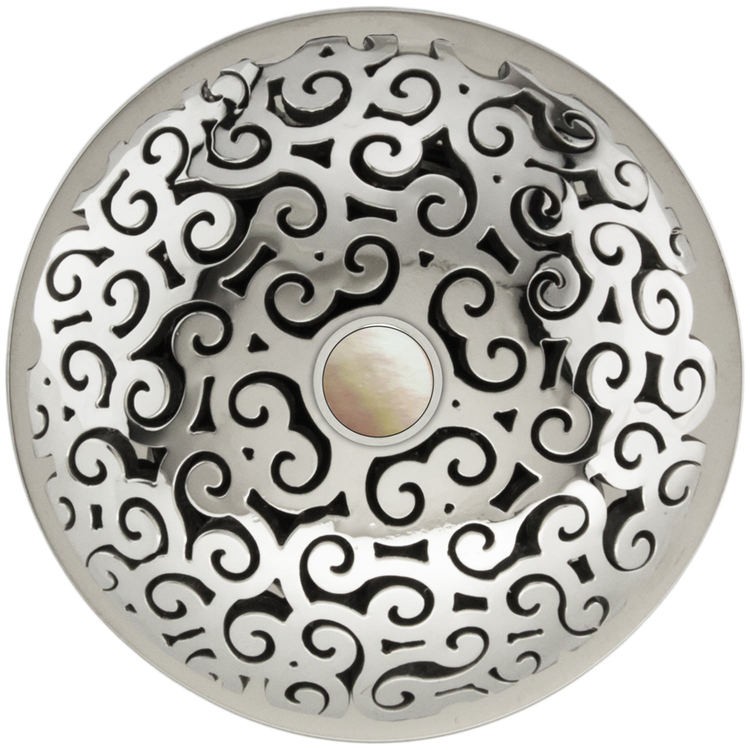 LINKASINK D016 PSB SCR02 SWIRL GRID STRAINER - POLISHED SMOOTH BRASS COATED WITH MOTHER OF PEARL SCREW