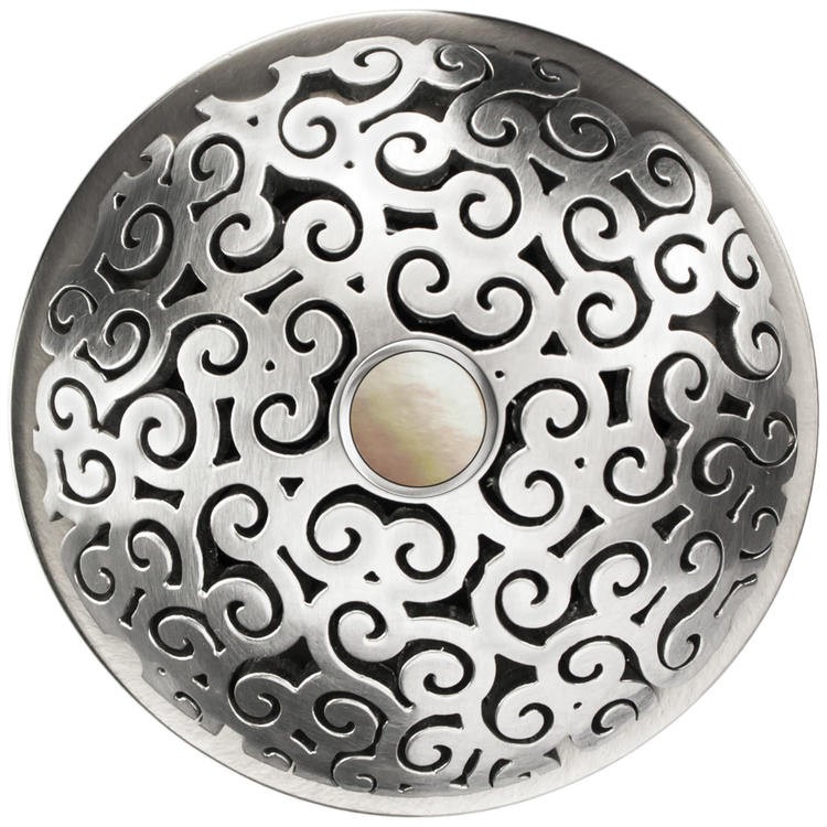 LINKASINK D016 SSB SCR02 SWIRL GRID STRAINER- SATIN SMOOTH BRASS COATED WITH MOTHER OF PEARL SCREW