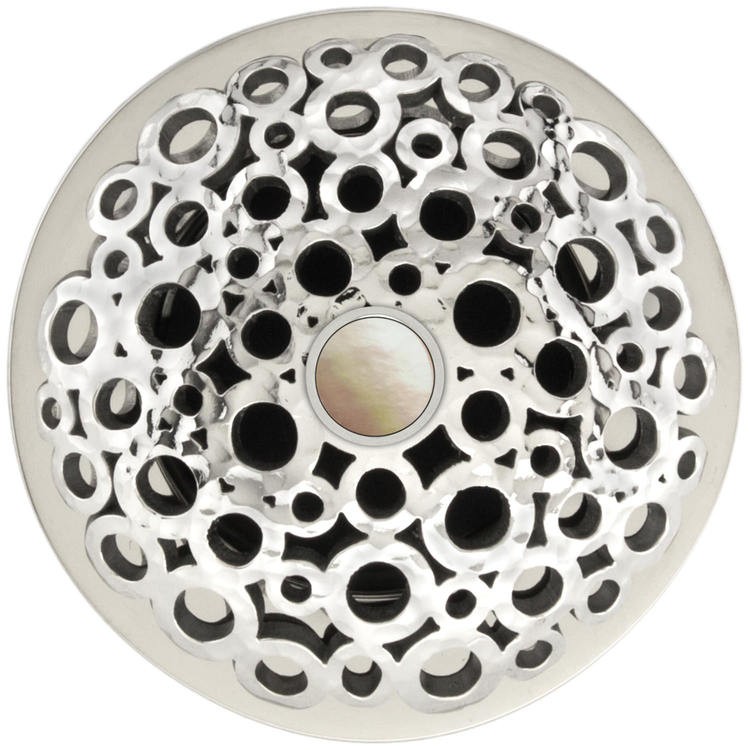 LINKASINK D017 PHB SCR02 LOOP GRID STRAINER-POLISHED HAMMERED BRASS COATED WITH MOTHER OF PEARL SCREW