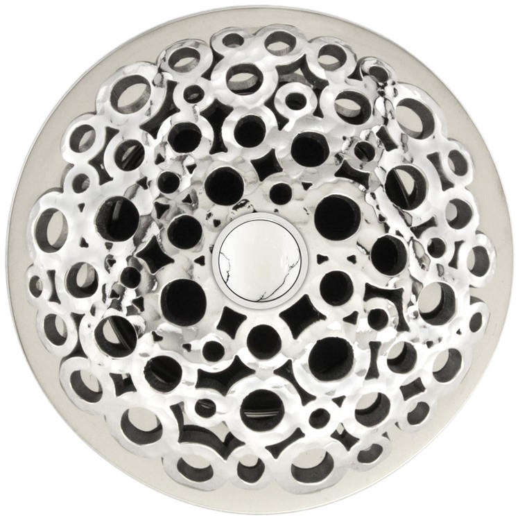 LINKASINK D017 PSB SCR03 LOOP GRID STRAINER-POLISHED SMOOTH BRASS COATED WITH WHITE STONE SCREW