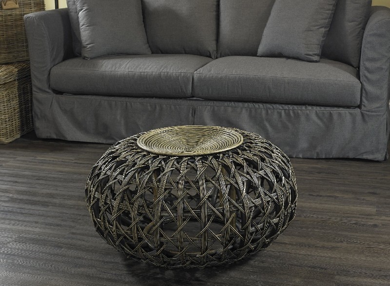 PADMA'S PLANTATION OW02-NAT 31 INCH OPEN WEAVE RATTAN OTTOMAN - NATURAL