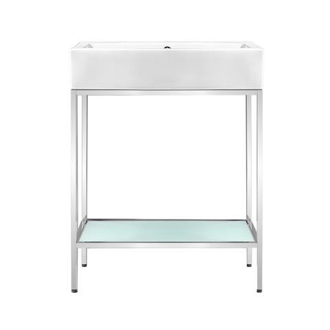 SWISS MADISON SM-BV71 PIERRE 24 INCH SINGLE FREESTANDING CONSOLE SINK SET BATHROOM VANITY WITH OPEN SHELF AND METAL FRAME
