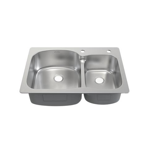 SWISS MADISON SM-KT662 OUVERT 33 X 22 INCH STAINLESS STEEL DUAL BASIN TOP-MOUNT KITCHEN SINK