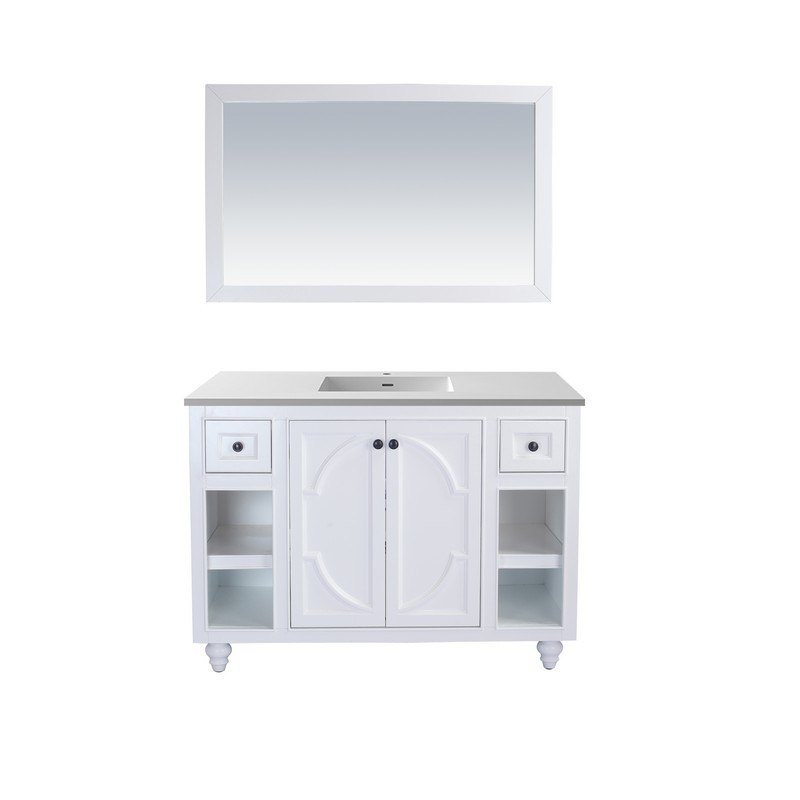 LAVIVA 313613-48W-MW ODYSSEY 48 INCH WHITE CABINET WITH MATTE WHITE STONE SOLID SURFACE COUNTERTOP