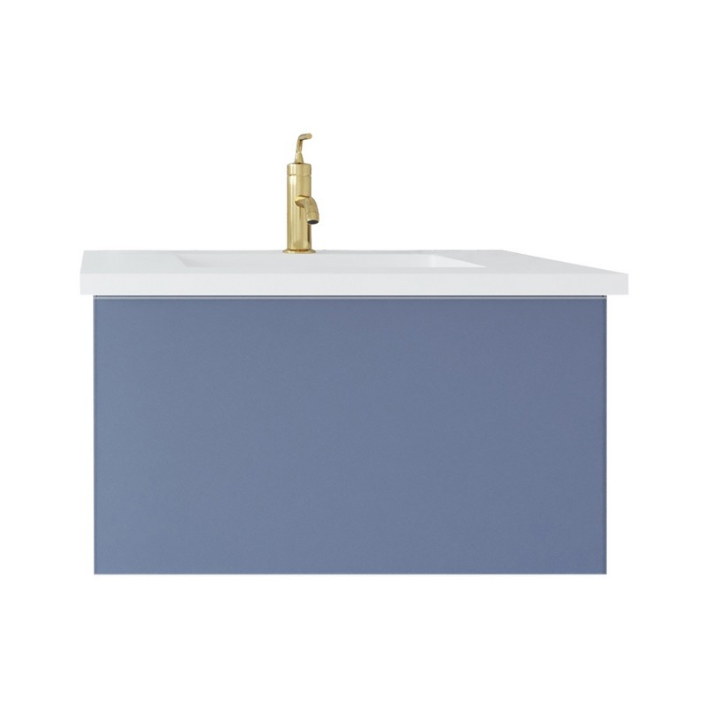LAVIVA 313VTR-30NB-MW VITRI 30 INCH NAUTICAL BLUE CABINET WITH MATTE WHITE STONE SOLID SURFACE COUNTERTOP